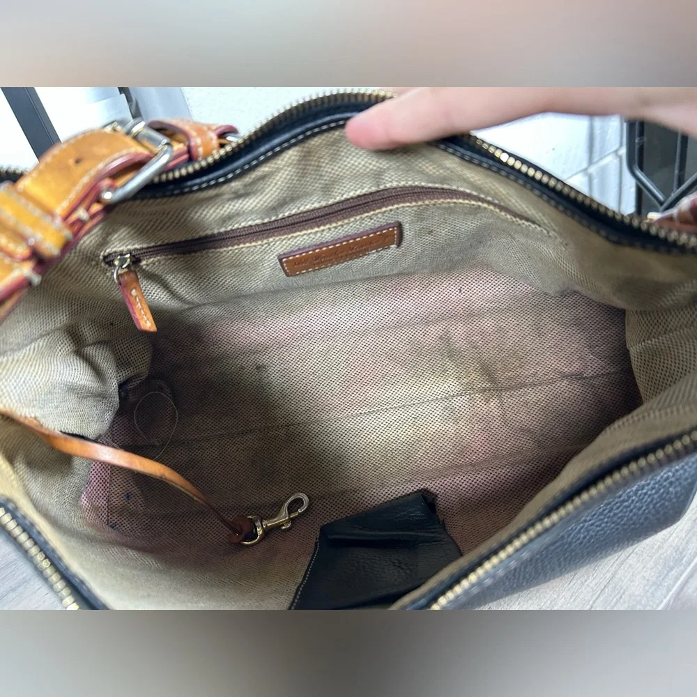 Vintage Dooney & Bourke Black Pebbled All Weather Leather Hobo Shoulder Handbag - Picture 10 of 14